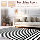Ultra Soft Area Rug, Non Slip, Stain Resistant, Washable Area Rugs for Living Room, Bedroom, Elegant Contemporary Striped Motif(Black)