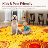 Ultra Soft Area Rug, Non Slip, Stain Resistant, Washable Area Rugs for Living Room, Bedroom, Dynamic Helios Burst Scheme(Yellow)