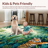 Ultra Soft Area Rug, Non Slip, Stain Resistant, Washable Area Rugs for Living Room, Bedroom, Charming Animal Print Wonderland(Green)