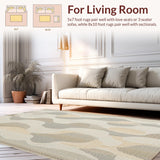 Ultra Soft Area Rug, Non Slip, Stain Resistant, Washable Area Rugs for Living Room, Bedroom, Artisan Crafted Wavy Jute Elegance(Beige)