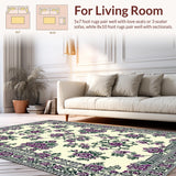 Ultra Soft Area Rug, Non Slip, Stain Resistant, Washable Area Rugs for Living Room, Bedroom, Rustic Textured Botanical Expression(Ivory)