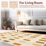 Ultra Soft Area Rug, Non Slip, Stain Resistant, Washable Area Rugs for Living Room, Bedroom, Area Rug Checkered Tan and Beige Geometric Floor Covering(Beige)