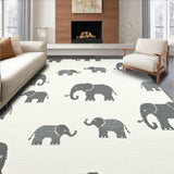 Ultra Soft Area Rug, Non Slip, Stain Resistant, Washable Area Rugs for Living Room, Bedroom, Rustic Elephant Print for Children(Gray)