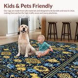 Ultra Soft Area Rug, Non Slip, Stain Resistant, Washable Area Rugs for Living Room, Bedroom, Oriental inspired Area(Blue)
