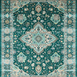 Ultra Soft Area Rug, Non Slip, Stain Resistant, Washable Area Rugs for Living Room, Bedroom, Chic Light Blue Medallion Art(Blue)