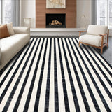Ultra Soft Area Rug, Non Slip, Stain Resistant, Washable Area Rugs for Living Room, Bedroom, Urban Stripe Accent Rug Featuring Graphic Bands and Chic Linear Detailing(Black)