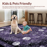 Ultra Soft Area Rug, Non Slip, Stain Resistant, Washable Area Rugs for Living Room, Bedroom, Haunted Manor Carpet Collection - Eerie Occult Rug Set - Dark Magic Decor(Purple)