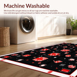 Ultra Soft Area Rug, Non Slip, Stain Resistant, Washable Area Rugs for Living Room, Bedroom, Stylish Modern Abstract Elements(Black)