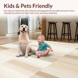 Ultra Soft Area Rug, Non Slip, Stain Resistant, Washable Area Rugs for Living Room, Bedroom, Contemporary With Geometric Chevron Design(Beige)