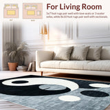 Ultra Soft Area Rug, Non Slip, Stain Resistant, Washable Area Rugs for Living Room, Bedroom, Modern Yin-Yang Patterned Delight(Black)