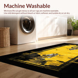 Ultra Soft Area Rug, Non Slip, Stain Resistant, Washable Area Rugs for Living Room, Bedroom, Whimsical Yellow Ethnic Style(Gold)