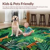 Ultra Soft Area Rug, Non Slip, Stain Resistant, Washable Area Rugs for Living Room, Bedroom, Vibrant Eco-Friendly Creature Motif(Green)