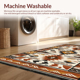 Ultra Soft Area Rug, Non Slip, Stain Resistant, Washable Area Rugs for Living Room, Bedroom, Vibrant Abstract Symmetrical Composition(Brown)
