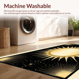 Ultra Soft Area Rug, Non Slip, Stain Resistant, Washable Area Rugs for Living Room, Bedroom, Vibrant Sunburst Geometric Aesthetic(Gold)