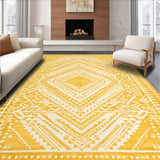 Ultra Soft Area Rug, Non Slip, Stain Resistant, Washable Area Rugs for Living Room, Bedroom, Radiant Yellow Geometric Style(Yellow)