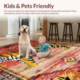 Ultra Soft Area Rug, Non Slip, Stain Resistant, Washable Area Rugs for Living Room, Bedroom, Bold Yellow Leopard Aesthetic(Red)