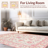 Ultra Soft Area Rug, Non Slip, Stain Resistant, Washable Area Rugs for Living Room, Bedroom, Artful Floral Tapestry Aesthetic(Ivory)