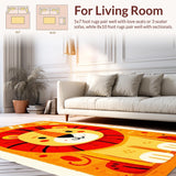 Ultra Soft Area Rug, Non Slip, Stain Resistant, Washable Area Rugs for Living Room, Bedroom, Sunny Animal Alphabet Array(Red)