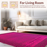 Ultra Soft Area Rug, Non Slip, Stain Resistant, Washable Area Rugs for Living Room, Bedroom, Trendy Abstract Animal Aesthetic(Pink)