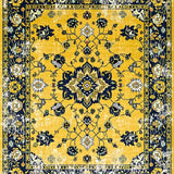 Ultra Soft Area Rug, Non Slip, Stain Resistant, Washable Area Rugs for Living Room, Bedroom, Rustic Vintage Symmetrical Style(Gold)