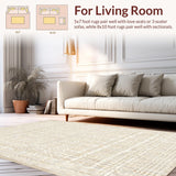 Ultra Soft Area Rug, Non Slip, Stain Resistant, Washable Area Rugs for Living Room, Bedroom, Modern Geometric with Subtle Textured(Beige)