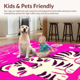 Ultra Soft Area Rug, Non Slip, Stain Resistant, Washable Area Rugs for Living Room, Bedroom, Whimsical Cartoon Animal Aesthetic(Pink)