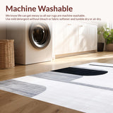 Ultra Soft Area Rug, Non Slip, Stain Resistant, Washable Area Rugs for Living Room, Bedroom, Minimalist Black and Silver Motif(Black)