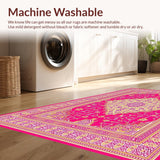 Ultra Soft Area Rug, Non Slip, Stain Resistant, Washable Area Rugs for Living Room, Bedroom, Chic Pink Geometric Composition(Pink)