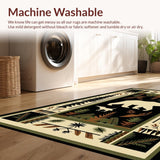 Ultra Soft Area Rug, Non Slip, Stain Resistant, Washable Area Rugs for Living Room, Bedroom, Vintage Forest Animal Silhouette(Black)