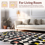 Ultra Soft Area Rug, Non Slip, Stain Resistant, Washable Area Rugs for Living Room, Bedroom, Chic Geometric Harlequin Aesthetic(Black)