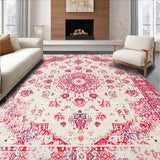 Ultra Soft Area Rug, Non Slip, Stain Resistant, Washable Area Rugs for Living Room, Bedroom, Sophisticated Floral Medallion Style(White)