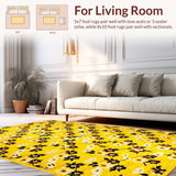 Ultra Soft Area Rug, Non Slip, Stain Resistant, Washable Area Rugs for Living Room, Bedroom, Lively Sunny Botanical Elegance(Yellow)