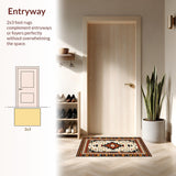 Ultra Soft Area Rug, Non Slip, Stain Resistant, Washable Area Rugs for Living Room, Bedroom, Cultural Vibrant Tribal Motif(Orange)