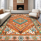 Ultra Soft Area Rug, Non Slip, Stain Resistant, Washable Area Rugs for Living Room, Bedroom, Rustic Orange Medallion Elegance(Orange)