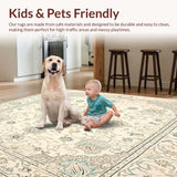 Ultra Soft Area Rug, Non Slip, Stain Resistant, Washable Area Rugs for Living Room, Bedroom, Cloudsoft Elegance Premium Area With Antique Inspired Medallion Design(Beige)