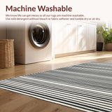 Ultra Soft Area Rug, Non Slip, Stain Resistant, Washable Area Rugs for Living Room, Bedroom, Zen Garden Path Rug: Black and White Striped Entryway Rug(Black)