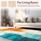Ultra Soft Area Rug, Non Slip, Stain Resistant, Washable Area Rugs for Living Room, Bedroom, Eclectic Aqua and Coral Pattern(Orange)