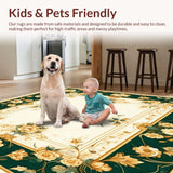 Ultra Soft Area Rug, Non Slip, Stain Resistant, Washable Area Rugs for Living Room, Bedroom, Ornate Floral Motif Area for Home Entry(Gold)