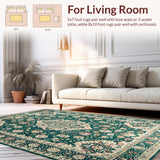 Ultra Soft Area Rug, Non Slip, Stain Resistant, Washable Area Rugs for Living Room, Bedroom, Eclectic Green Floral Arrangement(Green)