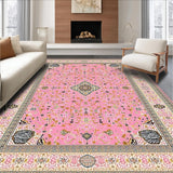 Ultra Soft Area Rug, Non Slip, Stain Resistant, Washable Area Rugs for Living Room, Bedroom, Elegant Floral Patterned Ensemble(Pink)