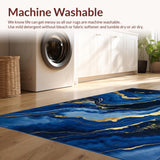 Ultra Soft Area Rug, Non Slip, Stain Resistant, Washable Area Rugs for Living Room, Bedroom, Elegant Blue Marble Aesthetic(Blue)
