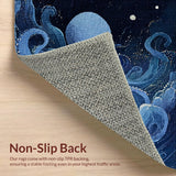 Ultra Soft Area Rug, Non Slip, Stain Resistant, Washable Area Rugs for Living Room, Bedroom, Nautical Theme Art Rug - Sea Monster Graphic Indoor Carpet(Blue)