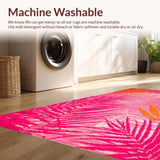Ultra Soft Area Rug, Non Slip, Stain Resistant, Washable Area Rugs for Living Room, Bedroom, Chic Soft Tropical Motif(Pink)