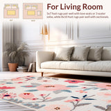 Ultra Soft Area Rug, Non Slip, Stain Resistant, Washable Area Rugs for Living Room, Bedroom, Blush Pink Boho Nursery Foldable Machine Washable Rug(White)