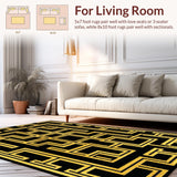 Geometric Retro Black Gold Motif(Black)