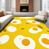 Ultra Soft Area Rug, Non Slip, Stain Resistant, Washable Area Rugs for Living Room, Bedroom, Whimsical Fried Egg Design(Yellow)