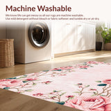 Ultra Soft Area Rug, Non Slip, Stain Resistant, Washable Area Rugs for Living Room, Bedroom, Elegant Pastel Rose Arrangement(Pink)
