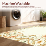 Ultra Soft Area Rug, Non Slip, Stain Resistant, Washable Area Rugs for Living Room, Bedroom, Beige Floral Entrance Flower Petal Design for Entryway(Beige)