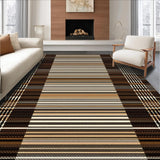 Ultra Soft Area Rug, Non Slip, Stain Resistant, Washable Area Rugs for Living Room, Bedroom, Contemporary Earthy Striped Elegance(Brown)