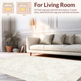 Ultra Soft Area Rug, Non Slip, Stain Resistant, Washable Area Rugs for Living Room, Bedroom, Luxurious Gentle Round Visual Appeal(Beige)